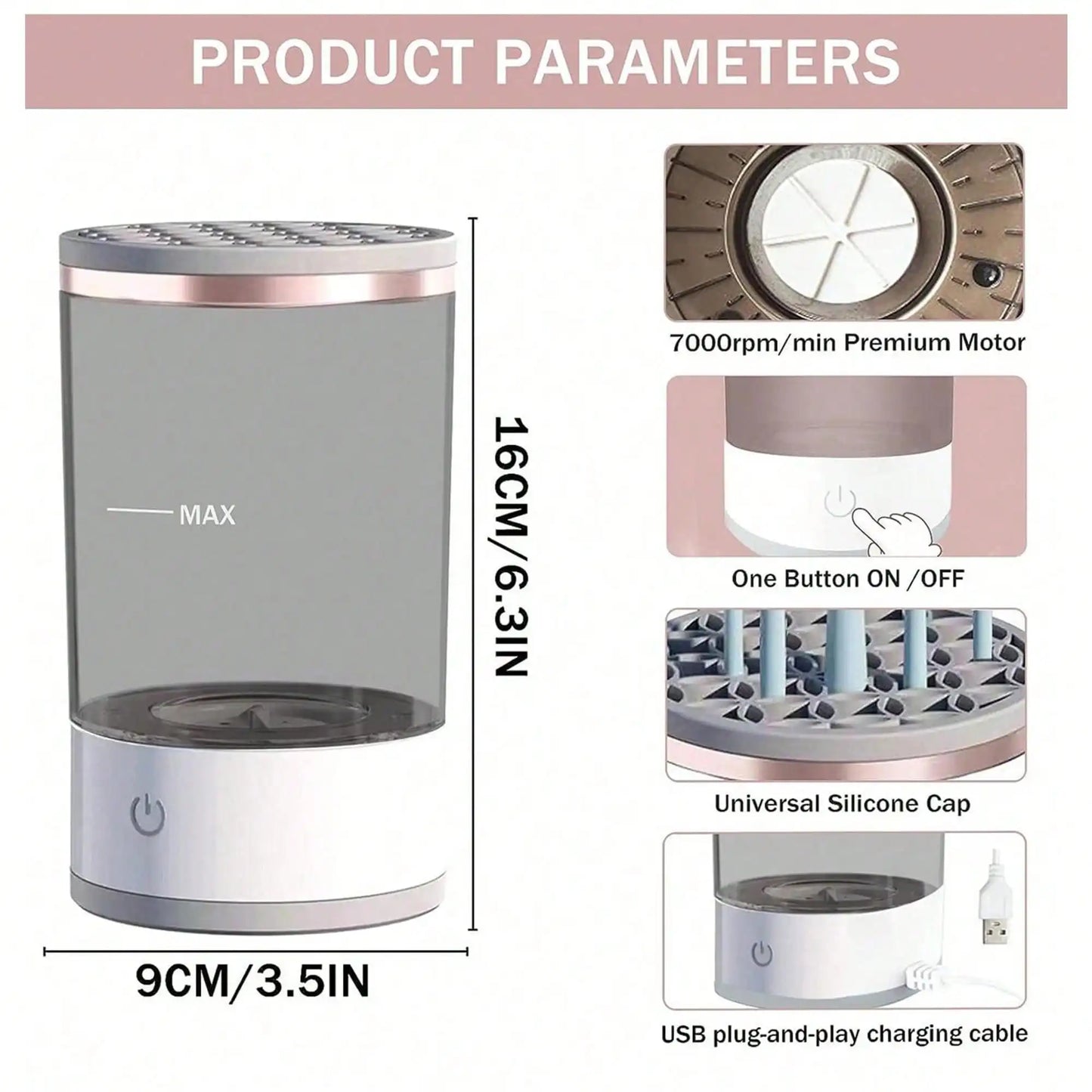 Limpiador de brochas de maquillaje eléctrico