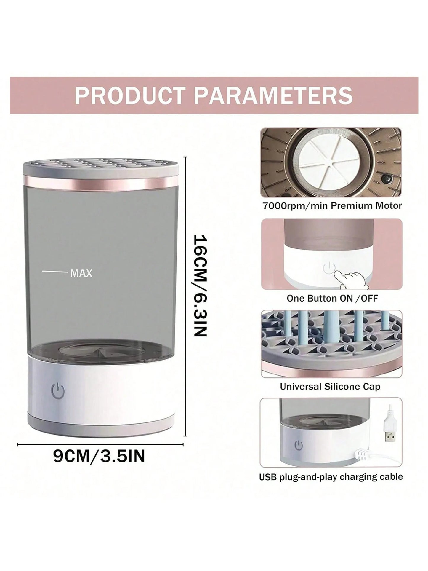 Limpiador de brochas de maquillaje eléctrico